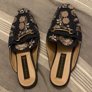 Steve by Steve Madden Denim Embroidered Mules